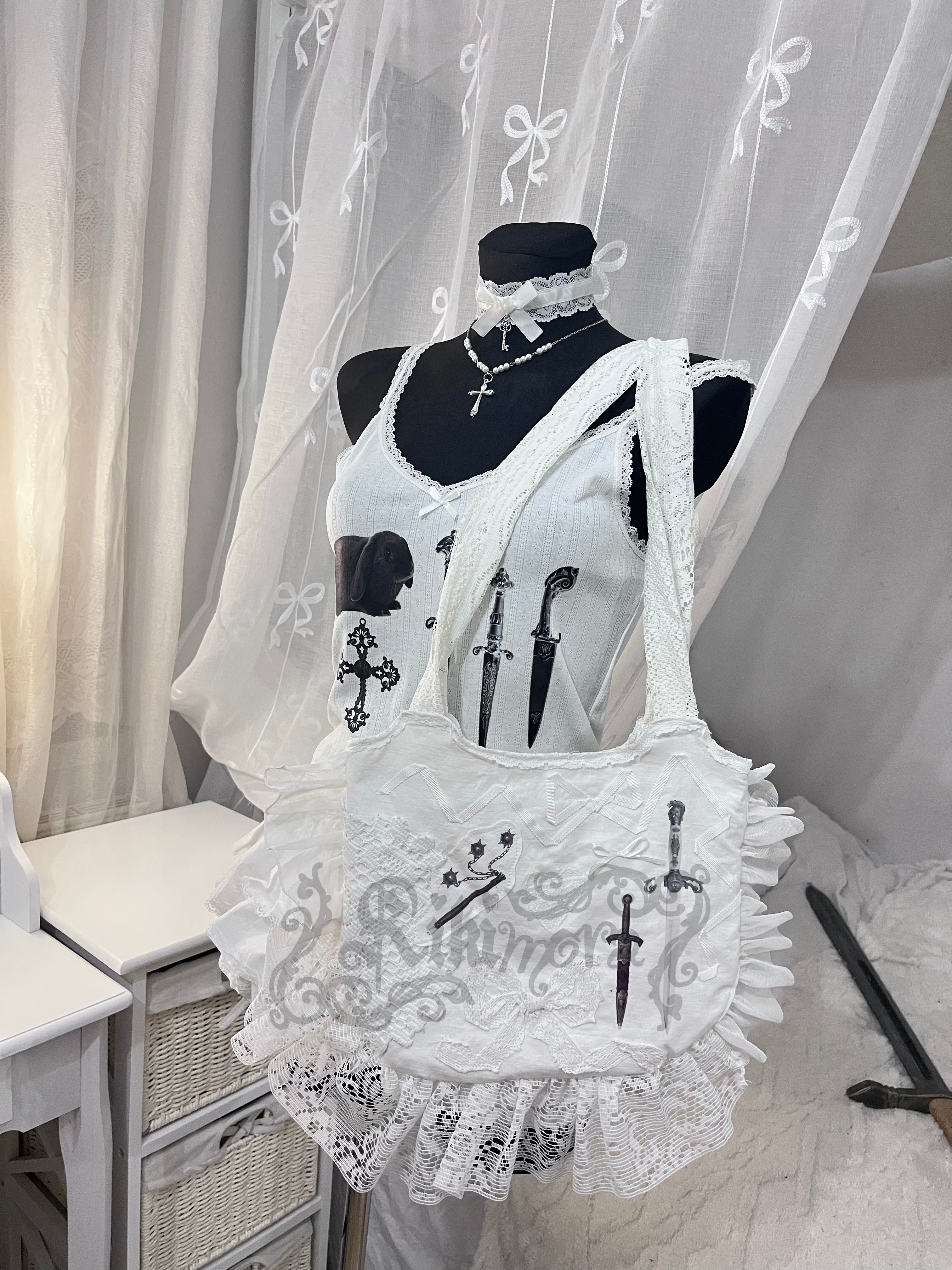 Weapons and ribbons - handmade bag ₊⊹♡
